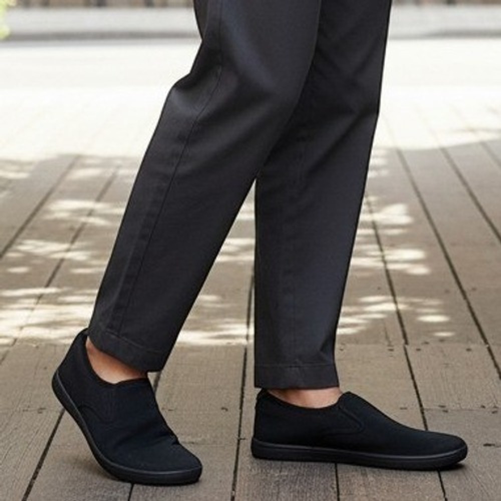 WHITIN W862 Men Slip On Barefoot Shoes Size 12 Minimalist Zero Drop Black Canvas